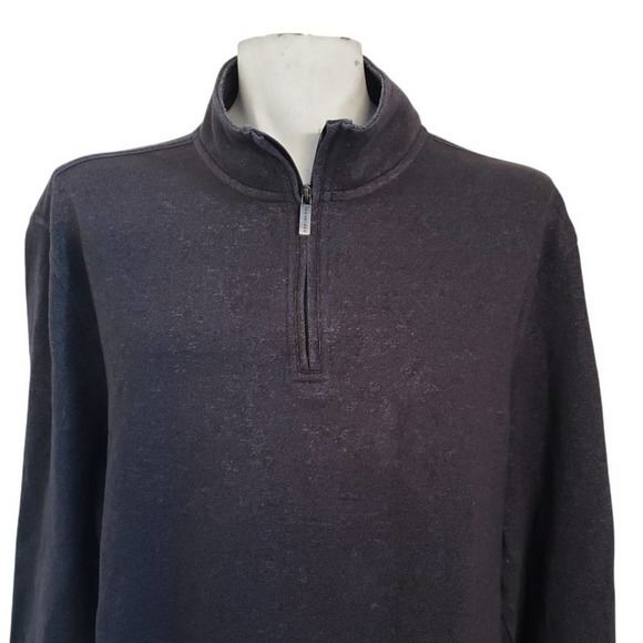 Men's Van Heusen Heather Gray Flex Mock Neck Long Sleeve 1/4 Zip Polo Sz XL - Picture 9 of 10